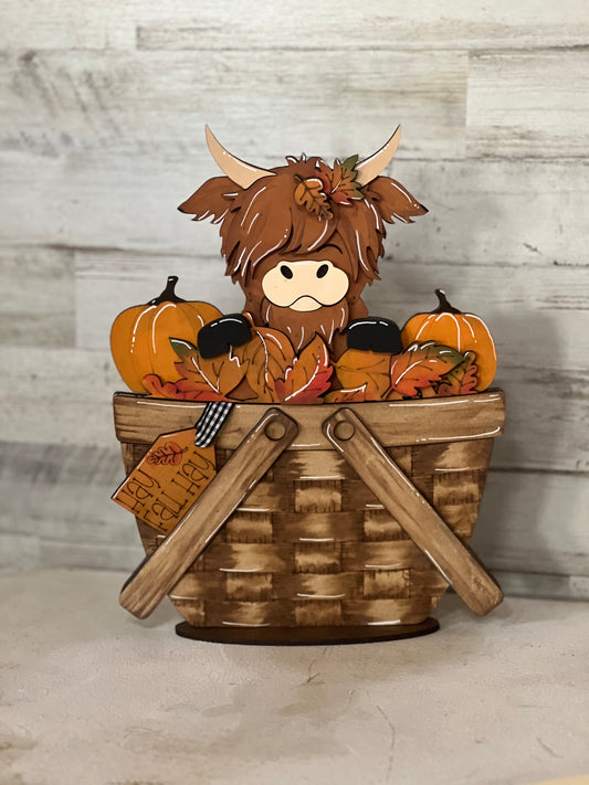 Highland Cow Basket Insert