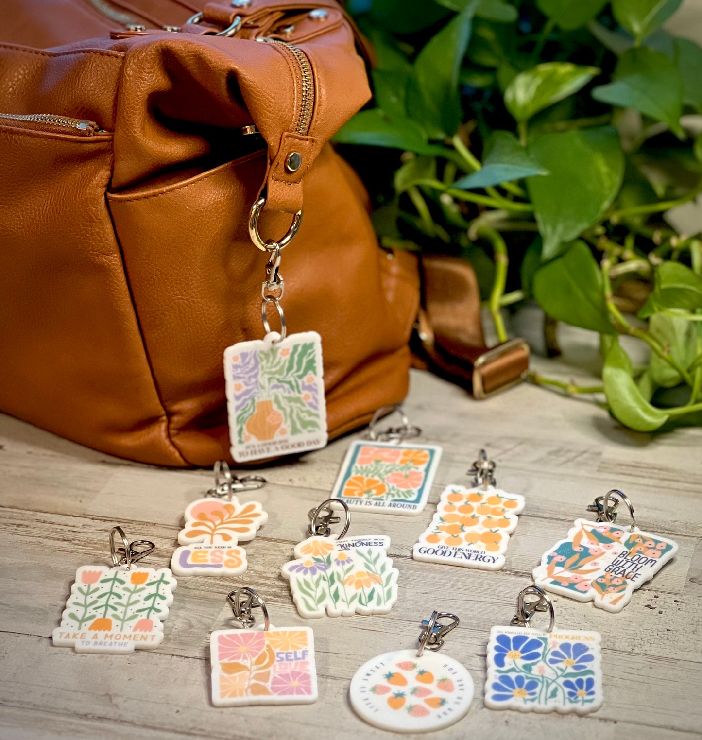 Inspirational Flower Keychains